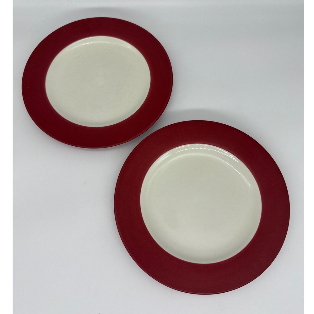 Noritake Colorwave Raspberry Salad Plates Set of 2 Red Cream Stoneware 8045 8.25